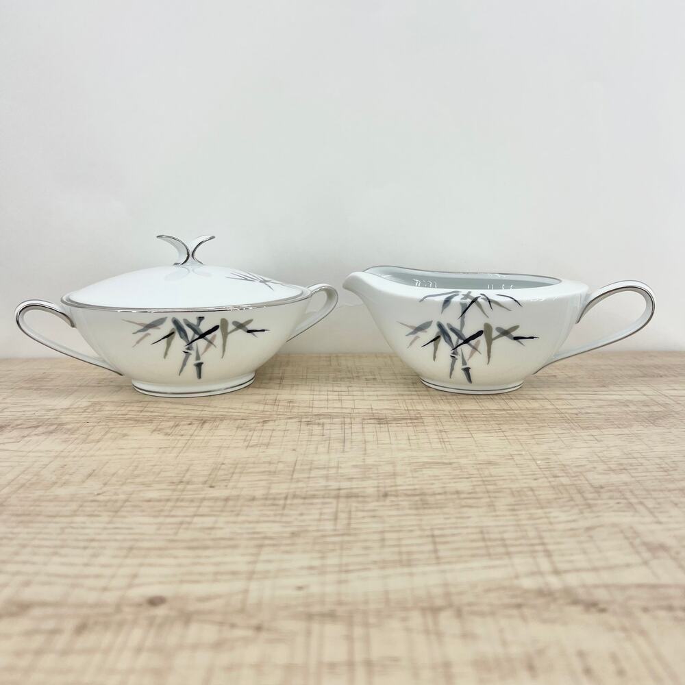 Noritake VINTAGE 50s Japanese Porcelain Sugar & Creamer Set Bamboo 2133 B06